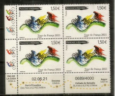 Tour De France 2021, étape Céret,Pas De La Casa, Port D'Envalira, Col De Beixalis,Andorra. Bloc De 4 Neufs ** Coin Daté - Unused Stamps