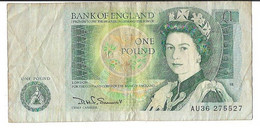 GRAN BRETAGNA GREAT BRITAIN 1 POUND - WYSIWYG - N° SERIALE Au36275527  - CARTAMONETA - PAPER MONEY - 1 Pond