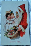 CPA Illustrée Père Noël Distribuant Des Jouets Poupée à Des Enfants Dans Leur Lit - Illustrateur Anglais - Santa Claus