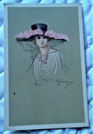 Jolie CPA Illustrateur Italien A ZANDRINO Femme Au Grand Chapeau Orné De Roses - Art Nouveau Art Déco - Zandrino