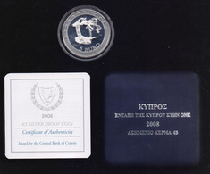 CYPRUS 2008 JOINT EUROZONE SILVER COMMEMORATIVE COIN IN OFFICIAL BOX/CERTIFICATE - Zypern