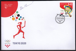 Croatia 2021 / Olympic Games Tokyo 2020 / Medals / FDC With Stamp Author Original Signature, Dean Roksandic - Sommer 2020: Tokio