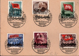 ! 1953 DDR Sonderstempel 1. Bezirks Briefmarken Ausstellung, Parkhotel Dresden Bad Weißer Hirsch , Karl Marx Briefmarken - Covers & Documents