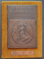 Plaque Delegacion Nacional De La Juventud FISEC Madrid 1971 Fédération Internationale Sportive Enseignement Catholique - Bekleidung, Souvenirs Und Sonstige