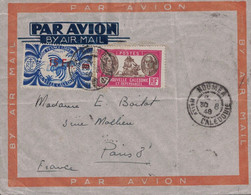 NOUVELLE CALEDONIE - NOUMEA - LE 30-6-1948 - ENVELOPPE AVION POUR LA FRANCE - LE 15F/2F50 OUTREMER COTE 50€ SUR LETTRE E - Storia Postale