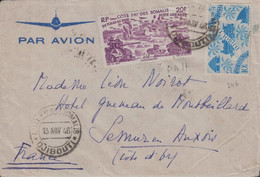 COTE DES SOMALIS - DJIBOUTI - LETTRE AVION POUR LA FRANCE - LE 13 NOVEMBRE 1946 - AFFRANCHISSEMENT PA 20F ET 10F SERIE D - Cartas & Documentos