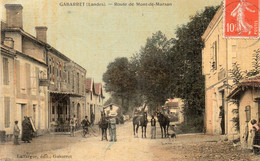 40 GABARRET ROUTE DE MONT DE MARSAN BELLE ANIMATION CARTE COULEUR TOILEE - Gabarret