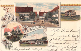 Gruss Aus Weisslingen - Zürich - Buntweberei  Dorfplatz  Sekundar Schulhaus - Litho - Cachet 1900 - Altri & Non Classificati