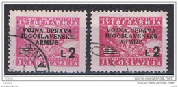 LITORALE  SLOVENO:  1947  OCCUPAZ.  JUGOSLAVA  -  £.2/9 D. ROSA  US. -  RIPETUTO  2  VOLTE  -  SASS. 69 - Jugoslawische Bes.: Slowenische Küste