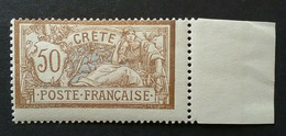 1902/3 French Levant Crete Greece 50c. Right Margin MNH - Kreta