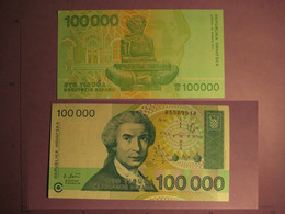 CROATIE CROATIA 1993 100.000 Dinars SANS CIRCULER BILLET NOTE BANK UNCIRCULATED, NON CIRCULE; SIN CIRCULAR - Croatie