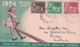NOUVELLE ZELANDE - TAKAPAU - 21-9-1956 - KINGS GEORGES V MEMORIAL CHILDREN'S HEALTH CAMPS FEDERATION. - Storia Postale