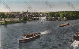 CARTOLINA  POISSY,YVELINES,FRANCIA,VUE SUR LE VILLE ET SUR LA SEINE AVEC LES VESTIGES DE L"ANCIEN PONT.VIAGGIATA - Poissy