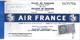 BILLET AVION-1957-Cie AIR FRANCE-DAKAR-OUAGADOUGOU-avec Timbre Fiscal- BE-RARE - Mundo