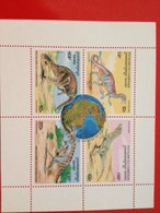 Cambodia 1996 M/S Wild Animals Prehistoric Animals Dinosaur Dinosaurs Globe Map Nature Stamps (1) Mi 1619-23 CTO - Vor- U. Frühgeschichte