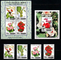 DPR KOREA 1999: Pyongyang Botanical Garden 40th Anniversary, Flowers (Series + Souvenir Sheets) - Corée Du Nord