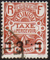 Réunion Obl. N° Taxe 15 - Emblème Surchargé 3f Sur 1f Brun-jaune - Impuestos