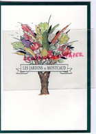 30- BAGNOLS SUE CEZE- RARE MENU LES JARDINS DE MONTCAUD CHATEAU-HAMEAU DE COMBE SABRAN- HUYNDAI 14 AVRIL 2000 - Menus