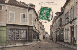 Cpa Bray Sur Seine, Grande Rue, Place Preuilly. Colorisée, Magasin De Vélo Superbe. - Bray Sur Seine