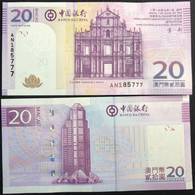 MACAU, BANK OF CHINA  2013 20 PATACAS WITH NICE NUMBER AN185777- UNC - Macau