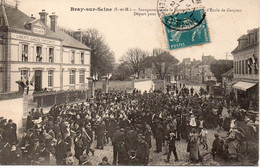 Cpa Bray Sur Seine, Inauguration De La Nouvelle école De Garçons. - Bray Sur Seine