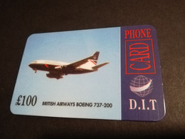 GREAT BRITAIN   100 POUND  AIR PLANES    DIT PHONECARD    PREPAID CARD      **5912** - Collezioni