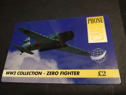 GREAT BRITAIN   2 POUND  AIR PLANES  ZERO FIGHTER   DIT PHONECARD    PREPAID CARD      **5919** - [10] Collections