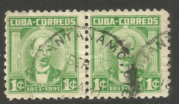 CUBA. 1954. 1c GREEN USED PAIR - Used Stamps