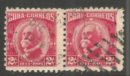 CUBA. 1954. 2c RED USED PAIR - Used Stamps