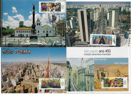 Brazil 2004 Complete Series 4 Maximum Card Stamp RHM-C-2554/2557 450 Years Of The City Of São Paulo - Maximumkaarten