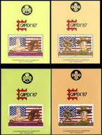 ST.VINCENT 1986 IMPERF.+ SPECIMEN Scouting Art Flags Baron Baden Powell OVPT:CAPEX Sheetlets:4 UNISSUED-BUT-PLANNED USA- - Timbres