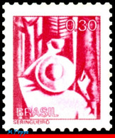Ref. BR-1444-A BRAZIL 1979 NATURE, NATIONAL PROFESSIONS,1976, ,RUBBER TAPPER,EDGES PHOSPHORESCENT,MNH 1V Sc# 1444 - Ungebraucht