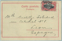 68804  -- BELGIAN CONGO -- Congo Belge  - POSTAL HISTORY - POSTCARD To SPAIN 1908 - Covers & Documents