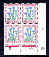 YT-N°: T 96 - GENTIANE, Coin Daté Du 06.01.1965, Galvano B De A+B, 1er Tirage, NSC/**/MNH - Postage Due