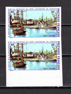 POLYNESIE  PA N° 60   NON DENTELE EN PAIRE   NEUF SANS CHARNIERE COTE 70.00€    PORT  BATEAUX - Imperforates, Proofs & Errors