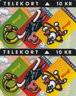 Denmark, TP 097A And 097B, New Definitive Cards, Cards On Cards, Only 1.000 Issued Each, Cow, Dog, 2 Scans. - Danemark