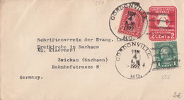 USA Ganzsachenbrief Mit Zufrankatur Cordonville  Nach Zwickau 1927 - 1921-40