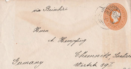 Indien Ganzsachenumschlag Two Annas Six Pies Nach Chemnitz 1908 Ambur - Enveloppes