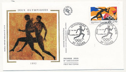 FRANCE => 2 Env. FDC - Jeux Olympiques D'été 1992 - Timbres Grec Et Français  - Obl TOURS 3/4/1992 - 1990-1999