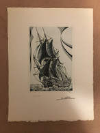 Gravure De Claude Haley Couleur Sur Papier Velin (250 X 325) TAAF N° 137 (Navire La Fortune) - Non Dentelés, épreuves & Variétés