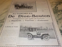 ANCIENNE PUBLICITE AUTOMOBILE DE DION BOUTON 1906 - Coches