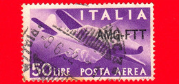 ITALIA - Trieste AMG FTT - Usato - 1949 - Democratica -  POSTA AEREA - Stretta Di Mano, Caproni-Campini 1 - 50 - Airmail