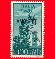 ITALIA - Trieste AMG FTT - Usato - 1949 - Democratica, Soprastampa Su Singola Linea -  POSTA AEREA - Campidoglio 100 - Poste Aérienne