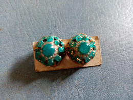 BOUCLE D'OREILLES EN EMEAUX BLEU VINTAGE - Other & Unclassified