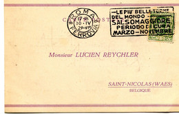 1928 Postkarte Van Parma * Ferrovia * Naar Sint Niklaas - Pntificis Seminario Romano - See Slogan - - Ganzsachen