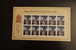 USA 2016; Aufhebung Des Stempelsteuergesetzes; Folienbogen; Sk; MiNr 5238, MNH - Sheets