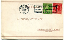 1928 Postcard From Chicago  To Sint Niklaas - See Slogan - From University - 1c + 2c - 1921-40