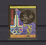 CENTRAL AFRICA 1979, Mi# 622B, CV €30, Imperf,  Golden Foil, Olympics, MNH - Ete 1980: Moscou