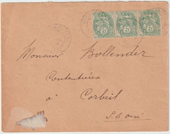 4378 Enveloppe 1902 Ermenonville Bande Type Blanc Bollender Corbeil - 1877-1920: Semi Modern Period