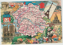 Région : Carte Géographique :75, Ile D E France , Paris  St Denis, Nogent,sceaux,puteaux,st Ouen, St Maur.. - Ile-de-France